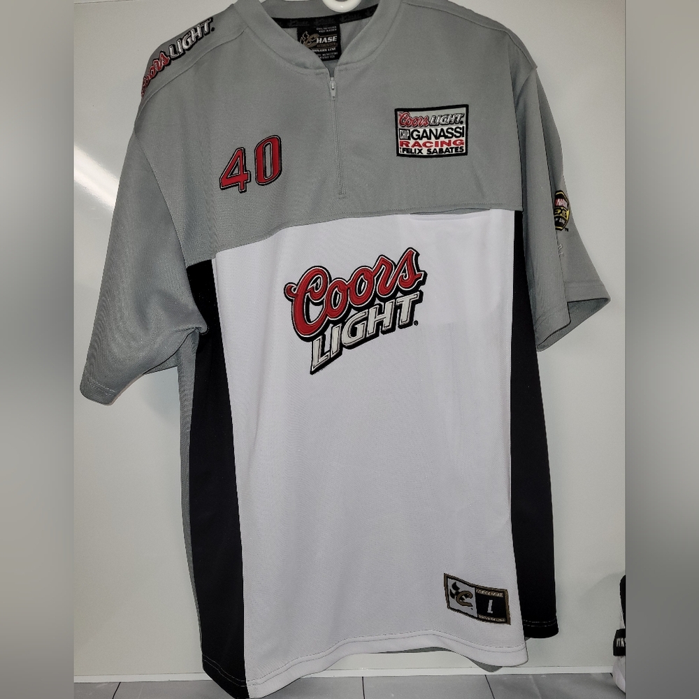 NWT Racing Chase Authentics Ganassi Coors Light Quarter Zip Polo Shirt, Large